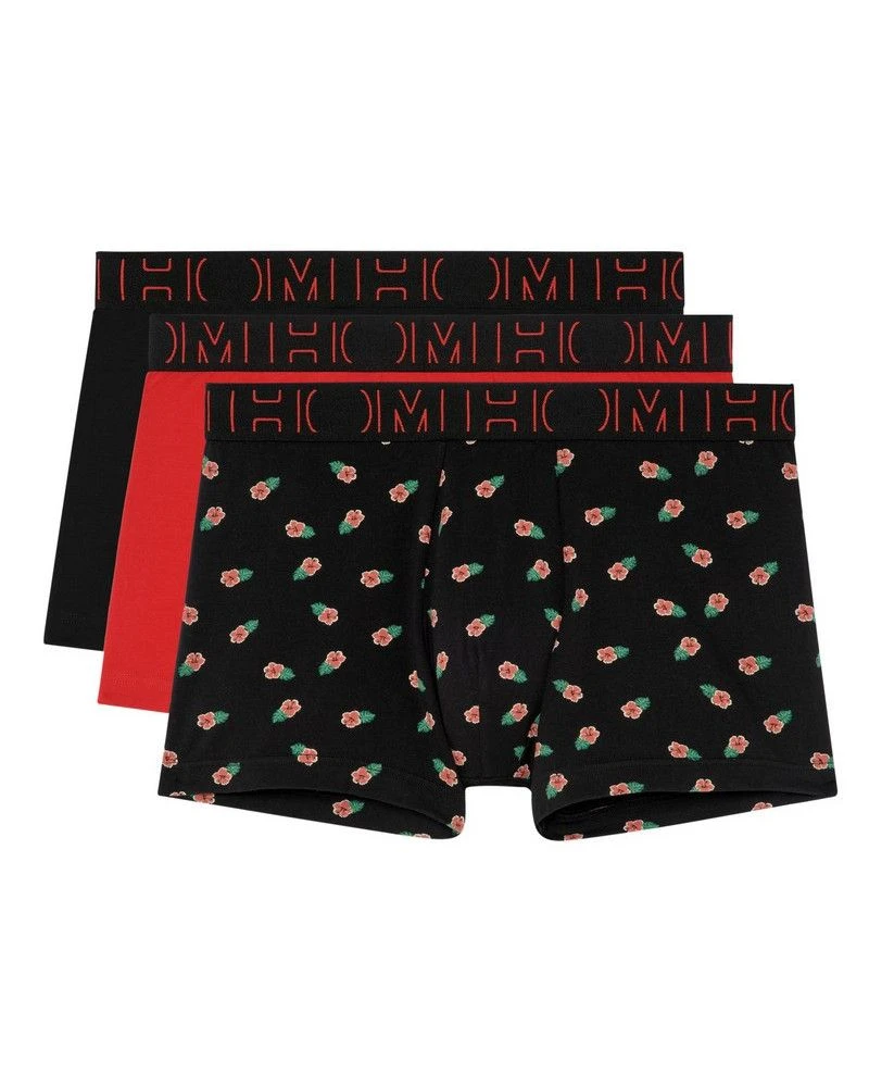 Boxer HOM Hiro Lot De 3 (Noir/Noir Imprimé/Rouge) 3 Boxer HOM Hiro Lot De 3 (Noir/Noir Imprimé/Rouge)