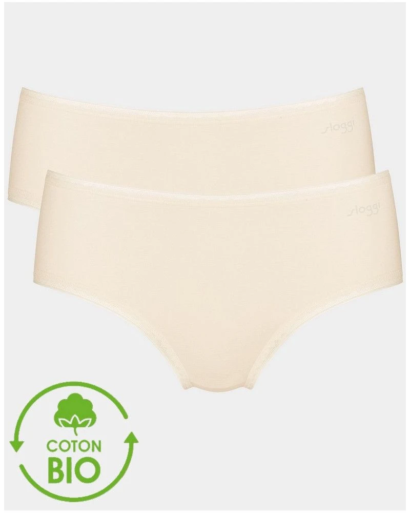 Lot De 2 Slips Midi Sloggi GO (Coton Bio) Poudré 3 Lot De 2 Slips Midi Sloggi GO (Coton Bio) Poudré