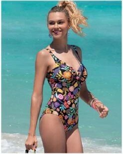 Maillot De Bain Une Pièce Bonnets Profonds Antigel La Muse En Fleurs (Bouquet Radieux)