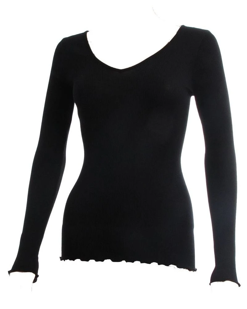 Maillot De Corps Col V Oscalito 3486 Laine Et Soie (Noir) 6 Maillot De Corps Col V Oscalito 3486 Laine Et Soie (Noir) – Image 4