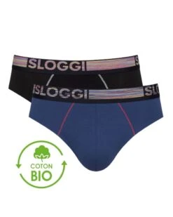 Slip Midi GO ABC Natural Sloggi For Men Lot De 2 (Blue-Dark Comb)