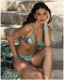 Devant -Aubade Lingerie Boutique soutien gorge de bain triangle sans armature lise charmel fleur persane bronze persanne 1