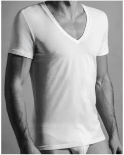 T-shirt Col V HOM Supreme Coton (Blanc)