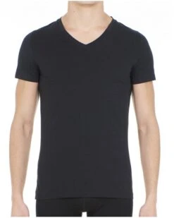 T-shirt Col V HOM Supreme Coton (Noir)