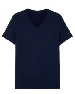 T-shirt Col V HOM Tencel Soft (Marine) -Aubade Lingerie Boutique t shirt col v hom tencel soft marine 2