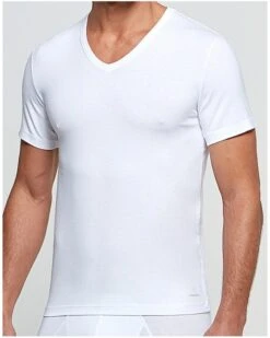 T-shirt Doux Manches Courtes Col V Impetus (Blanc)