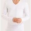 T-shirt Manche Longue Col V Éminence 100 % Coton Premium (Blanc) -Aubade Lingerie Boutique t shirt manche longue col v eminence 100 coton premium blanc