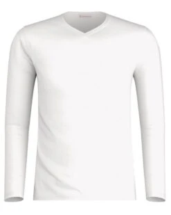 T-shirt Manche Longue Col V Éminence 100 % Coton Premium (Blanc) -Aubade Lingerie Boutique t shirt manche longue col v eminence 100 coton premium blanc 3