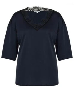 Simone Perele Top Manches 3/4 Simone Pérèle Satin Secrets (Pleine Lune) -Aubade Lingerie Boutique top manches 34 simone perele satin secrets pleine lune 3