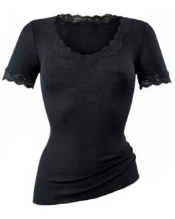 Top Manches Courtes Calida Richesse Lace Laine & Soie (Noir) -Aubade Lingerie Boutique top manches courtes calida richesse lace laine soie noir 2