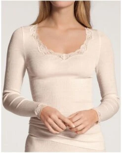Top Manches Longues Calida Richesse Lace Laine & Soie (Light Ivory)