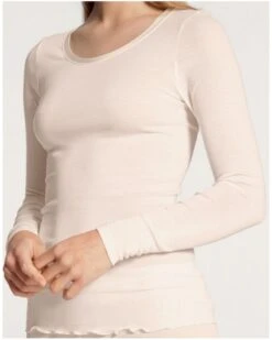 Top Manches Longues Calida True Confidence Laine & Soie (Light Ivory)